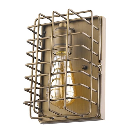 Estallar 9 x 6 x 4 in. Lynden 1-Light Raw Brass Sconce with Wire Cage Shade ES3654480